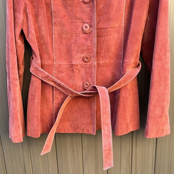 Wilsons Leather Genuine Leather Women’s Jacket Large Belted Button Front Rodeo - Picture 4 of 13